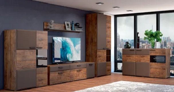 Гостиная "Рио" Пакет полок шкаф ШР-2 850 (Таксус/Смоки софт)